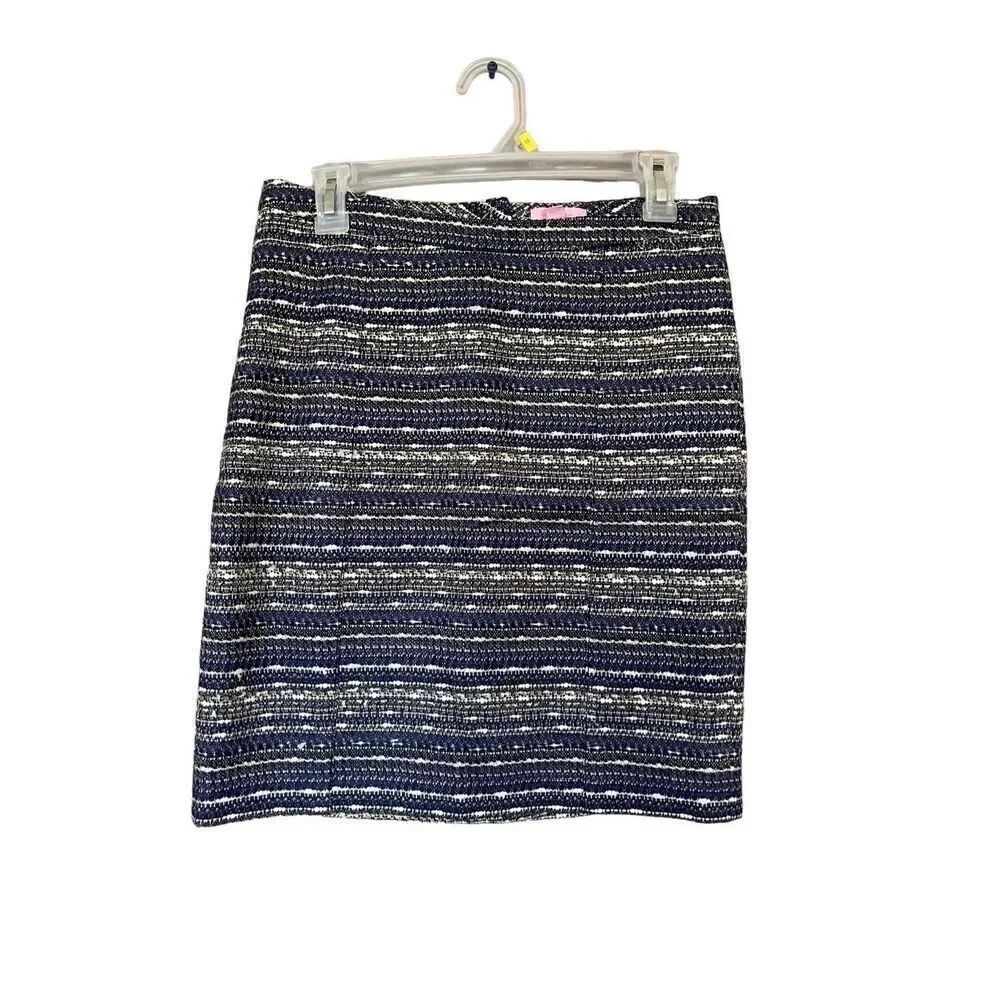 Lilly Pulitzer Womens Multicolor Striped Tweed Knee Length Pencil Skirt Size 4